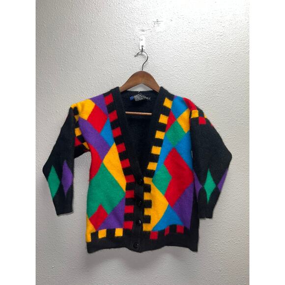 Vintage IB Diffusion Sweater Womens Cardigan Multicolor Lambs Wool Rabbit Hair M - Picture 1 of 9